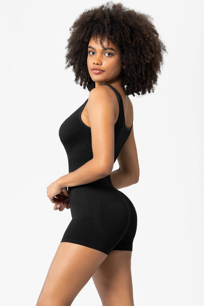 Scoop Neck Wide Strap Shaping Romper - Shapewear - FITGGINS