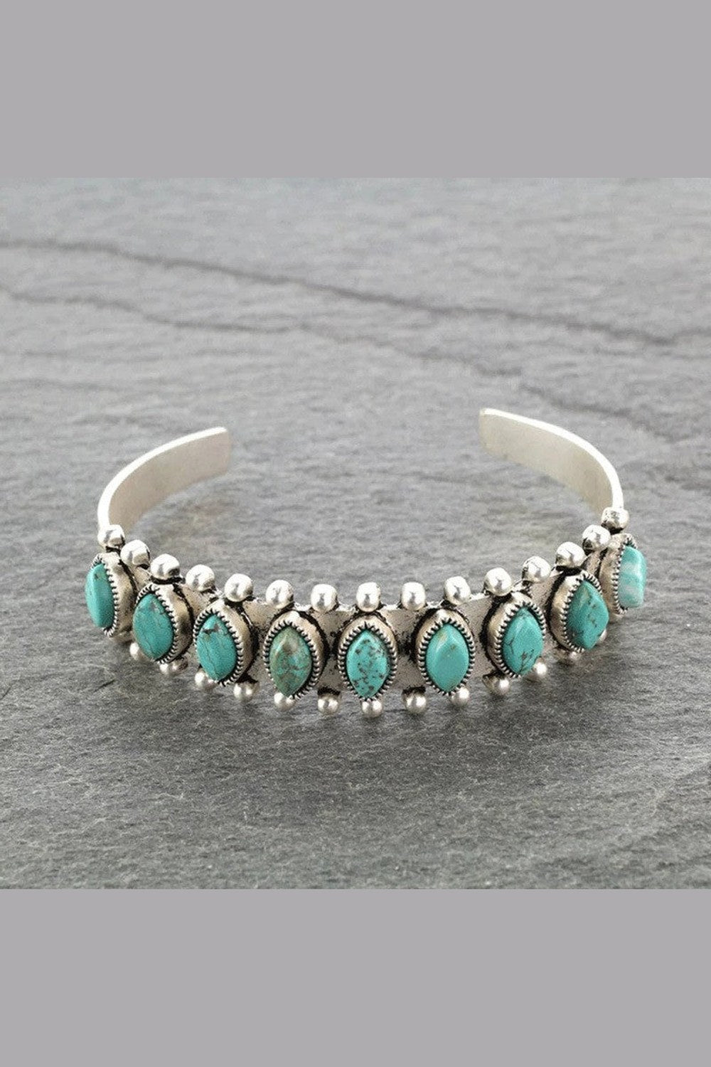 Artificial Turquoise Alloy Open Bracelet - Bracelets - FITGGINS