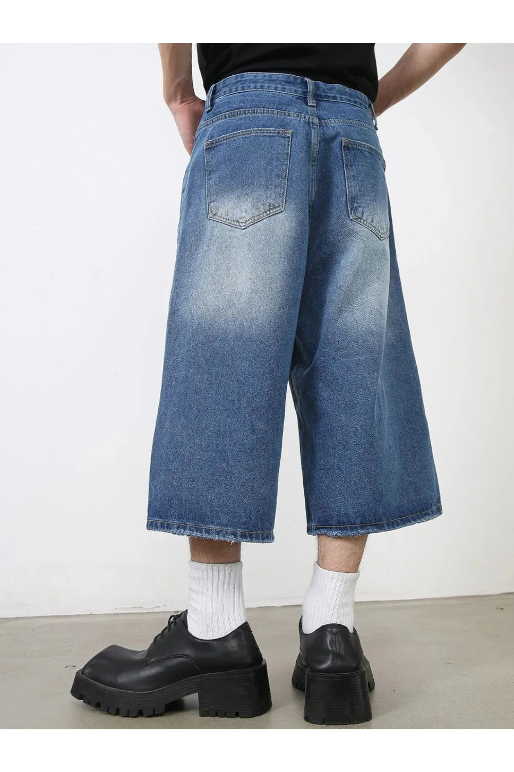 Men's Trendy Washed Denim Shorts with Pockets Fitggins