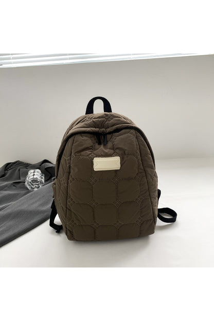 Quilted Polyester Backpack Bag - Handbag - FITGGINS