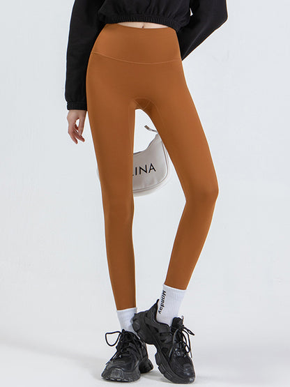 Wide Waistband Sports Leggings Caramel Fitggins