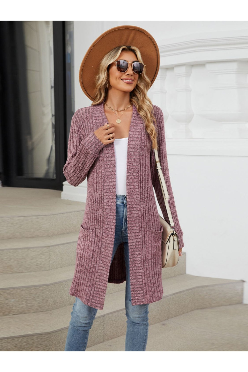 Open Front Long Sleeve Cardigan - Cardigans - FITGGINS