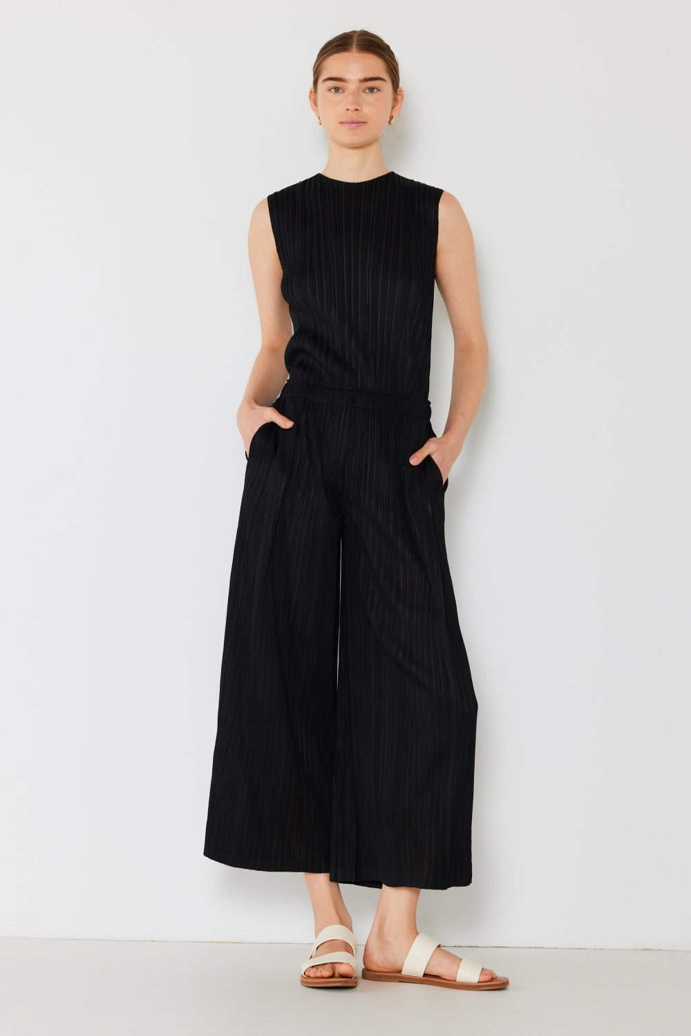 Marina West Swim Pleated Wide-Leg Pants with Side Pleat Detail - Pants - FITGGINS