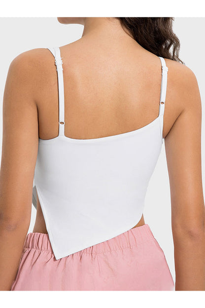 Millennia Slit Asymmetrical Neck Active Cami - Crop Tops & Tank Tops - FITGGINS