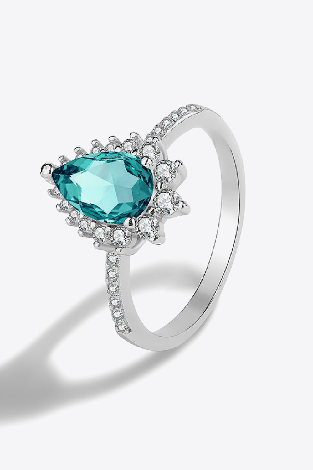 Paraiba Blue Zircon Pear Shape Ring - Rings - FITGGINS