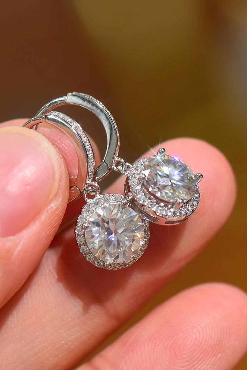 2 Carat Moissanite Round Drop Earrings - Earrings - FITGGINS