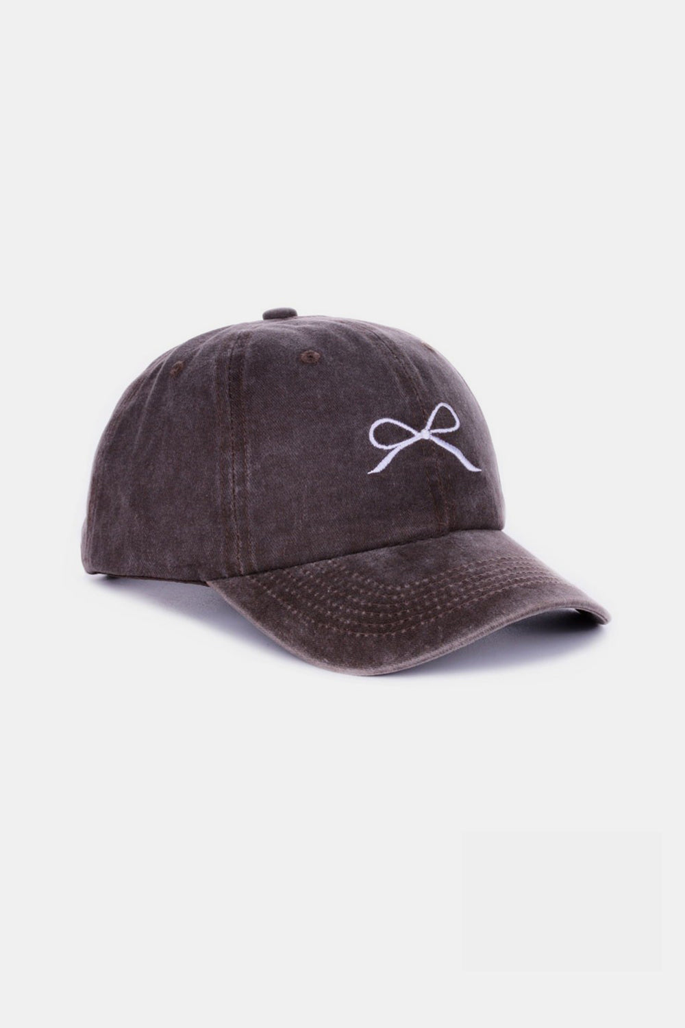 Zenana Bow Embroidered Washed Cotton Caps - Hats - FITGGINS