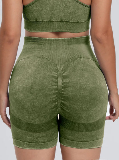 Washed High Waist Active Shorts Fitggins