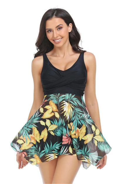 Printed Wide Strap Two-Piece Swim Set Fitggins