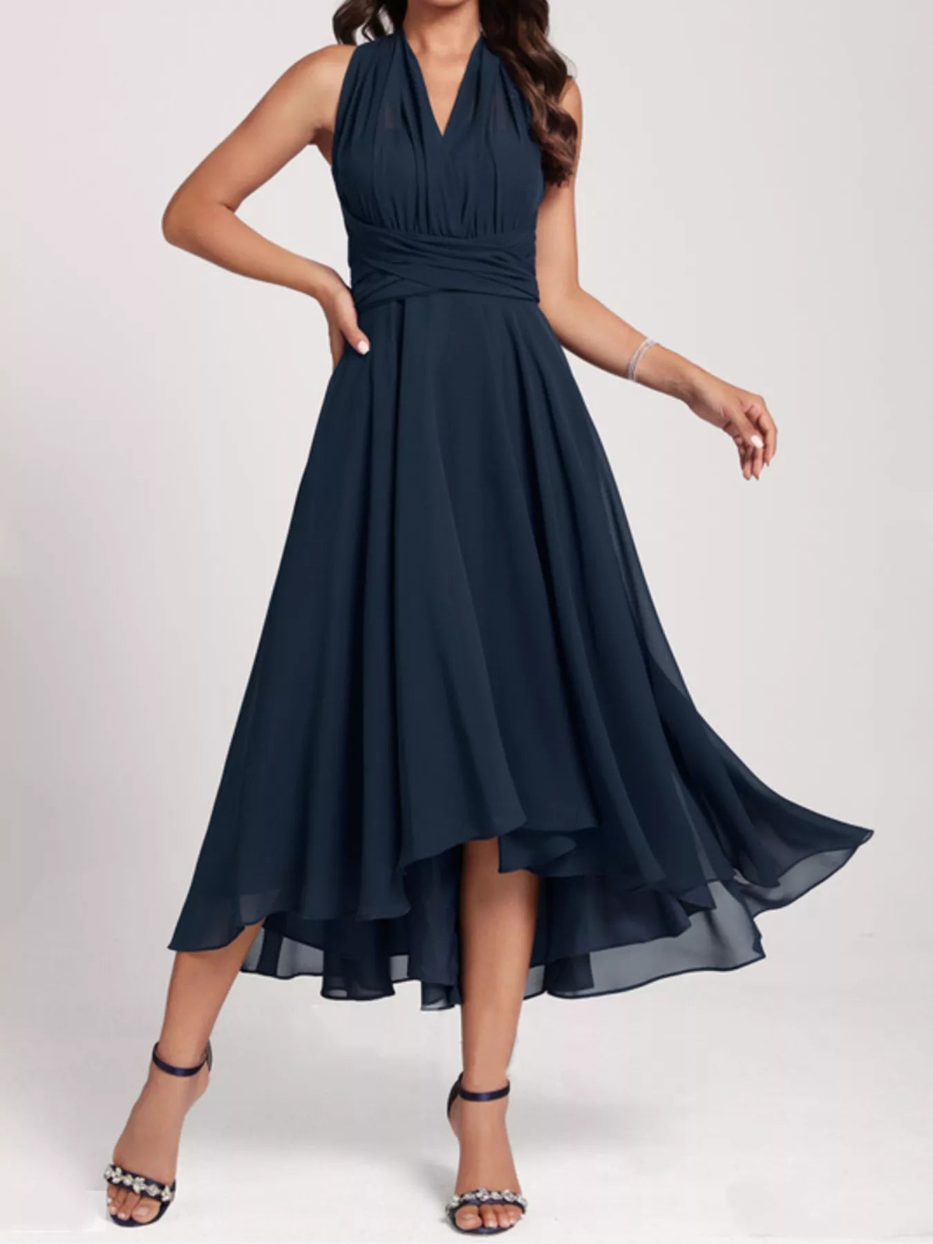 Ruched A-Line Midi Dress Fitggins