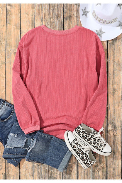 Valentine's Day LOVE Round Neck Long Sleeve Sweatshirt - Sweatshirts & Hoodies - FITGGINS