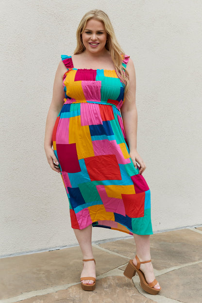 And The Why Multicolored Square Print Summer Dress - Casual & Maxi Dresses - FITGGINS