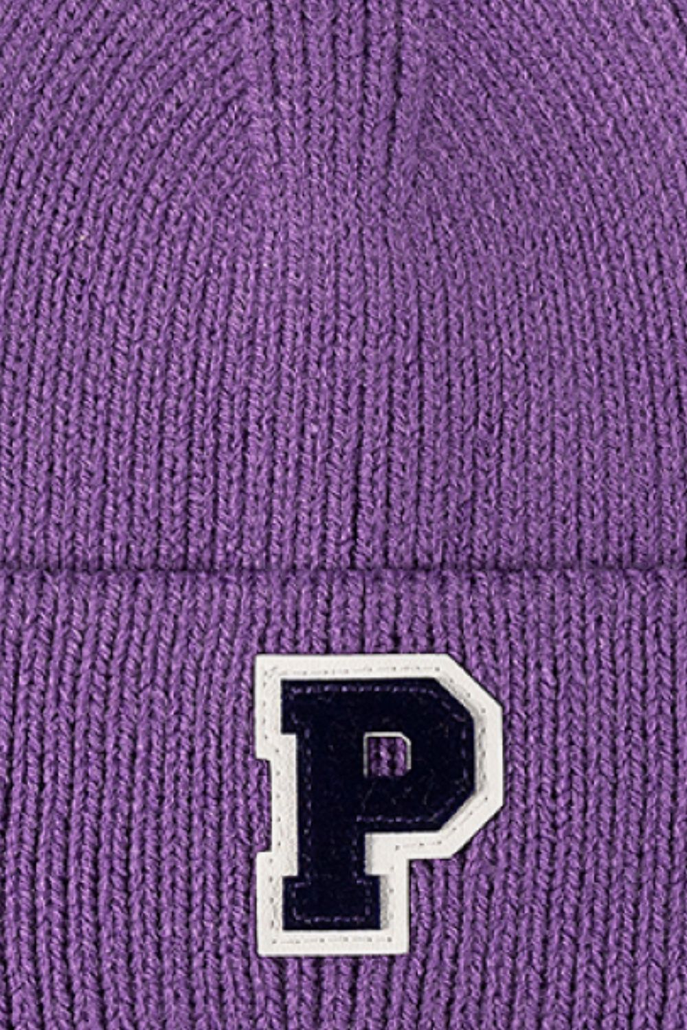 Letter Patch Cuffed Knit Beanie - Hats - FITGGINS