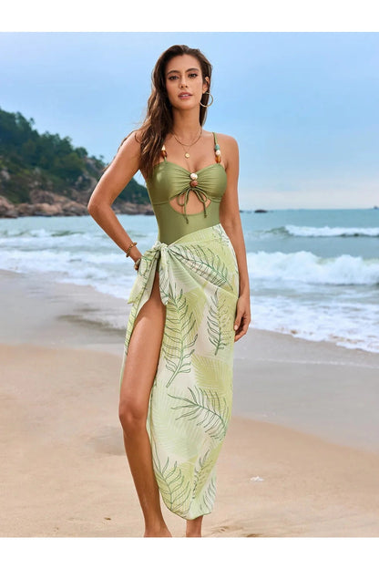 Cutout Sweetheart Neck One-Piece Swimwear Set Fitggins