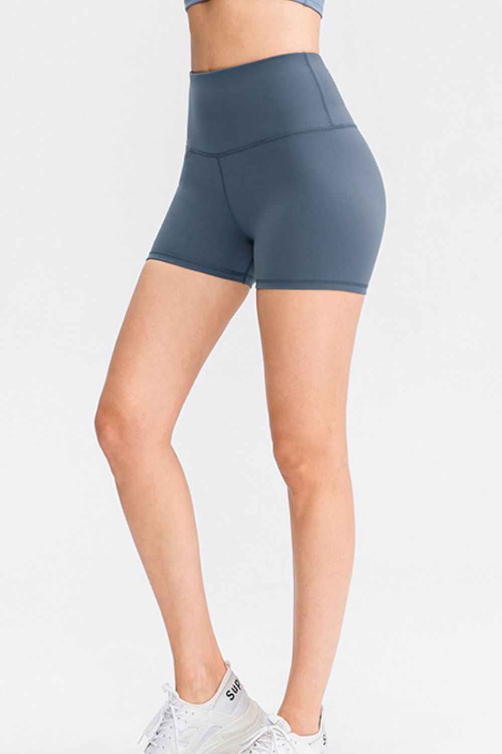 Wide Waistband Sports Shorts Dusty Blue Fitggins