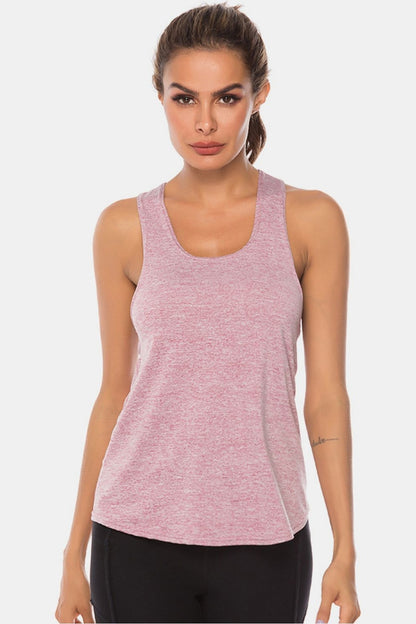 Full Size Scoop Neck Wide Strap Active Tank - Crop Tops & Tank Tops - FITGGINS