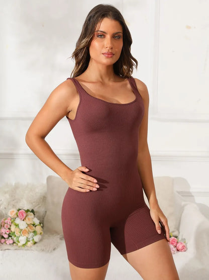 Scoop Neck Wide Strap Active Romper Fitggins