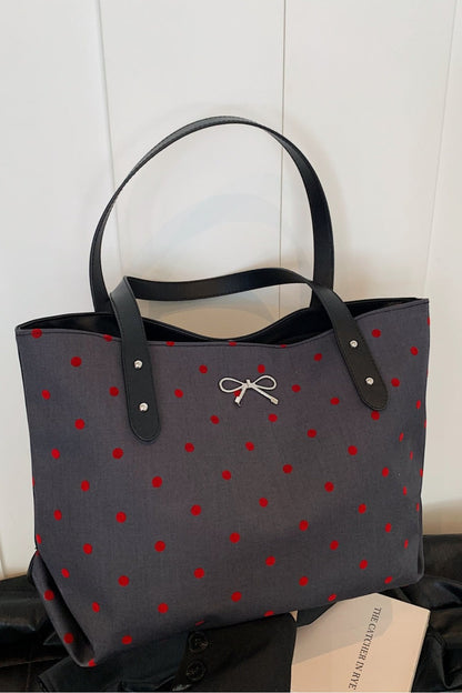 Polyester Bow Polka Dot Tote Bag - Handbag - FITGGINS