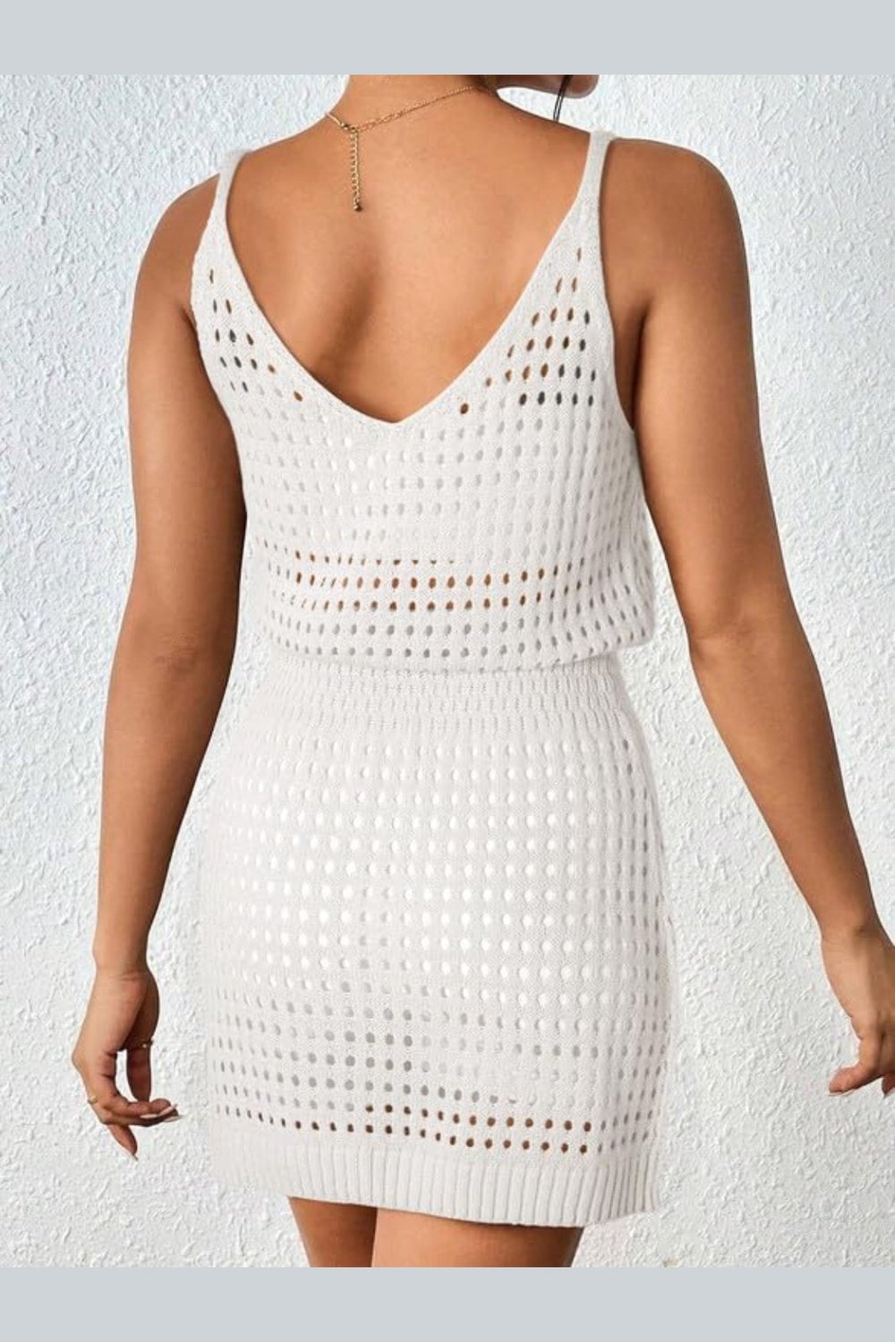 Openwork V-Neck Sleeveless Cover Up Dress - Cover-Ups - FITGGINS