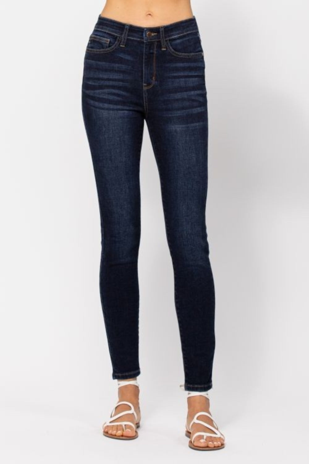 Judy Blue Full Size High Waist Handsand Skinny Jeans - Jeans - FITGGINS