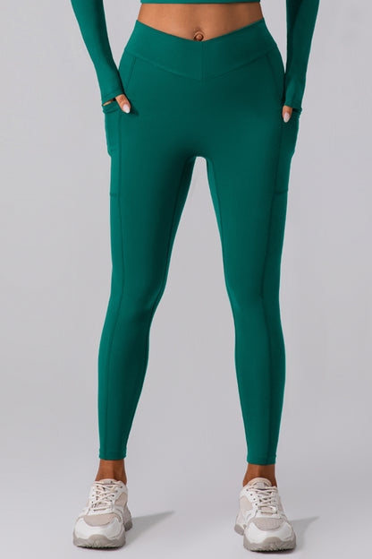 High Waist Active Leggings with Pockets - Leggings - FITGGINS