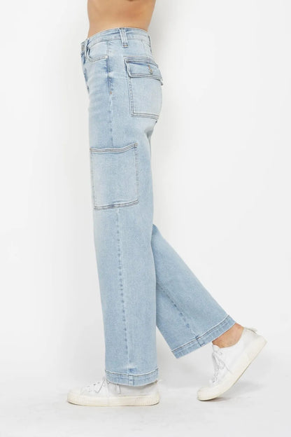 Judy Blue Full Size High Waist Straight Cargo Jeans Fitggins