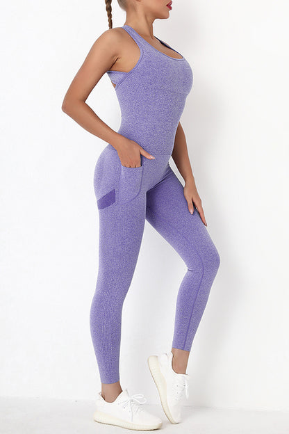 Crisscross Wide Strap Active Jumpsuit - Active Set - FITGGINS