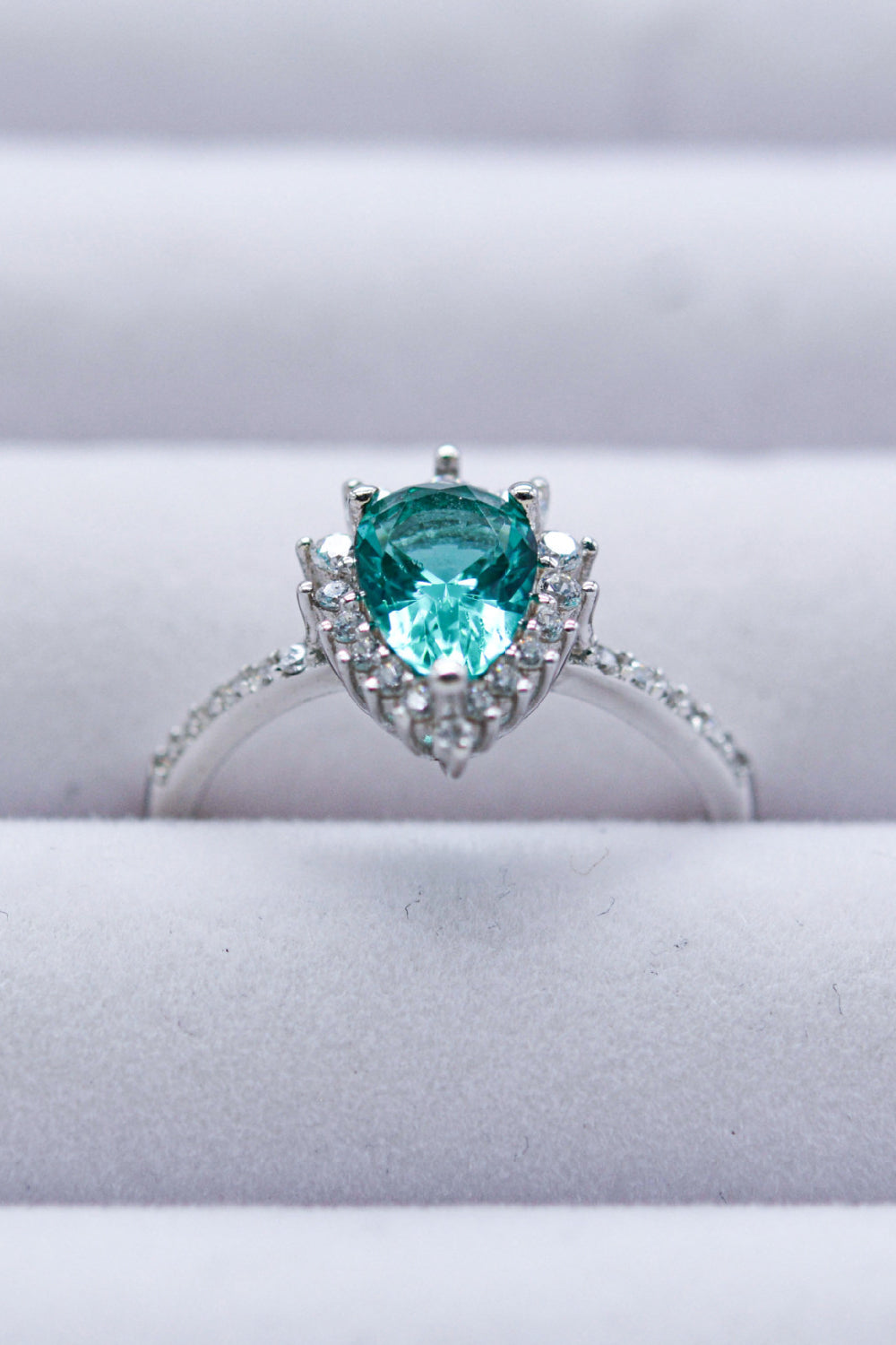 Paraiba Blue Zircon Pear Shape Ring - Rings - FITGGINS