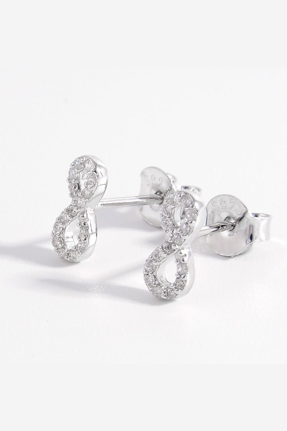 925 Sterling Silver Zircon Number 8 Stud Earrings - Earrings - FITGGINS