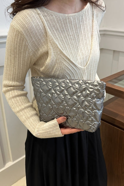 Ruched Heart Clutch with Zipper - Handbag - FITGGINS