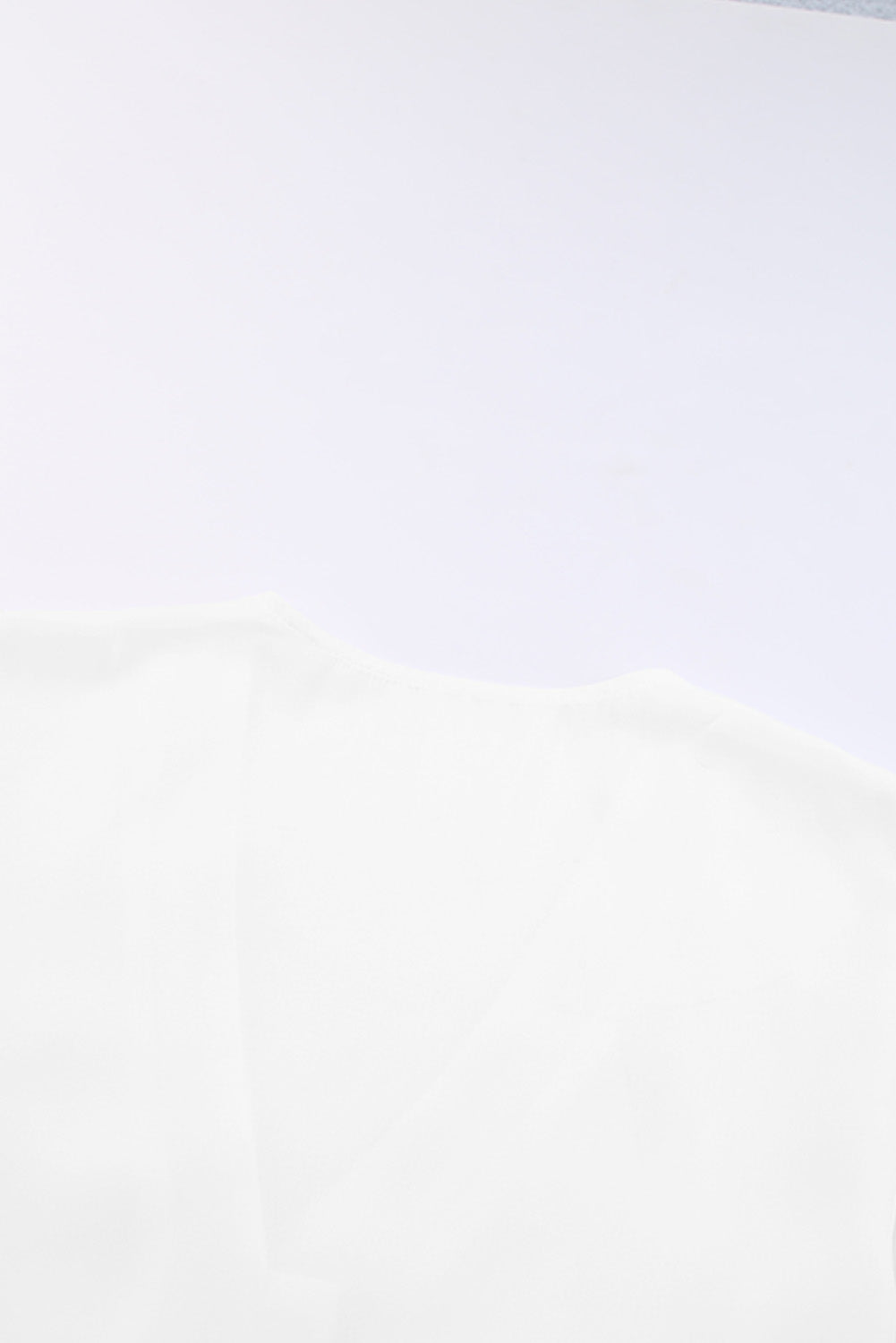 V-Neck Tie Hem Flutter Sleeve Blouse Fitggins