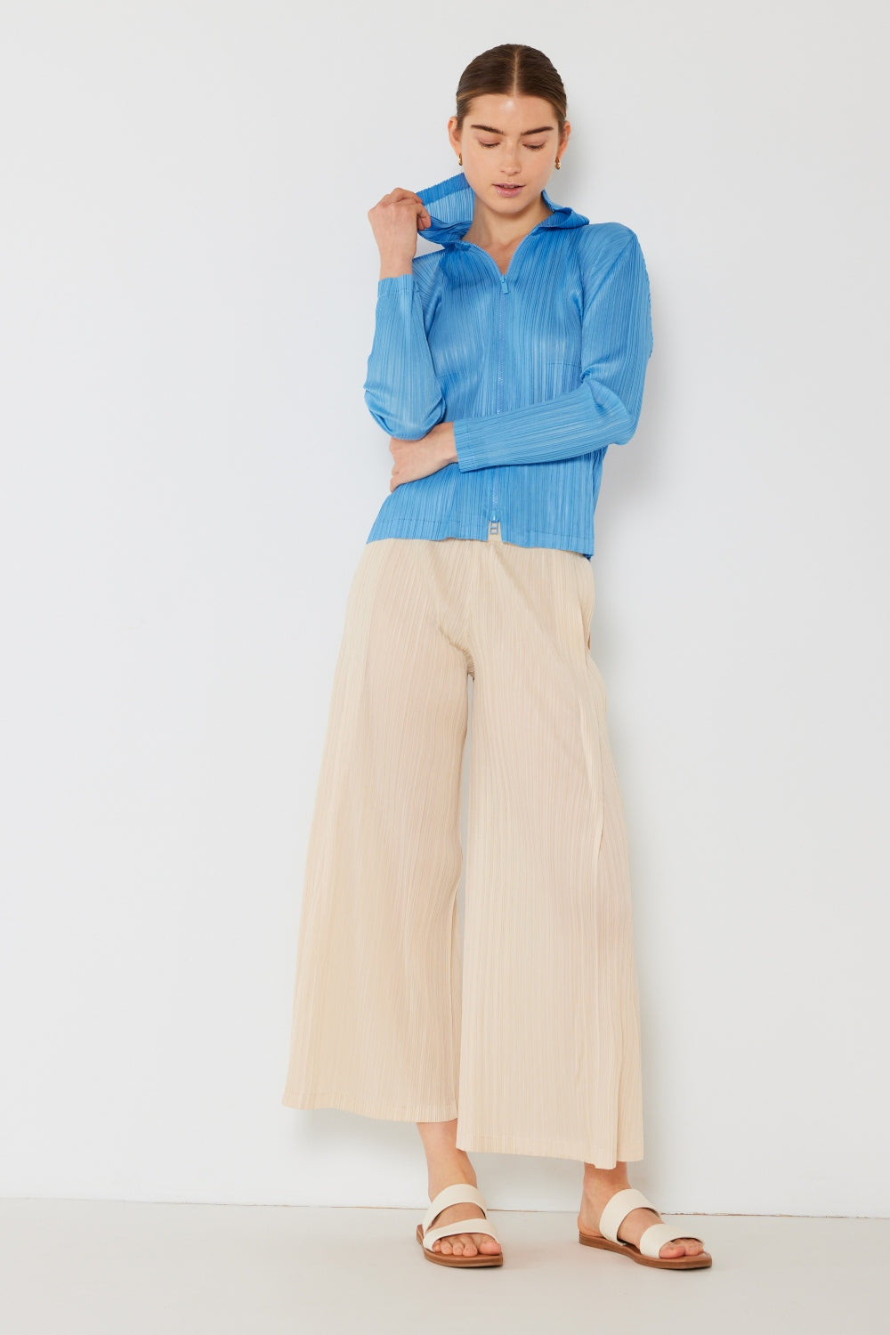 Marina West Swim Pleated Wide-Leg Pants with Side Pleat Detail - Pants - FITGGINS