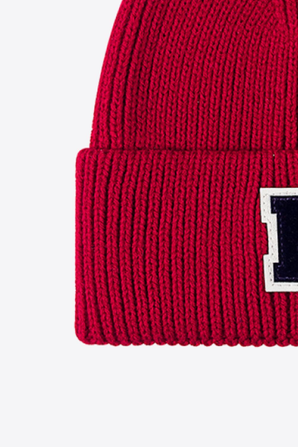 Letter Patch Cuffed Knit Beanie - Hats - FITGGINS