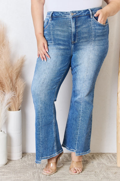 RISEN Full Size High Rise Ankle Flare Jeans - Jeans - FITGGINS