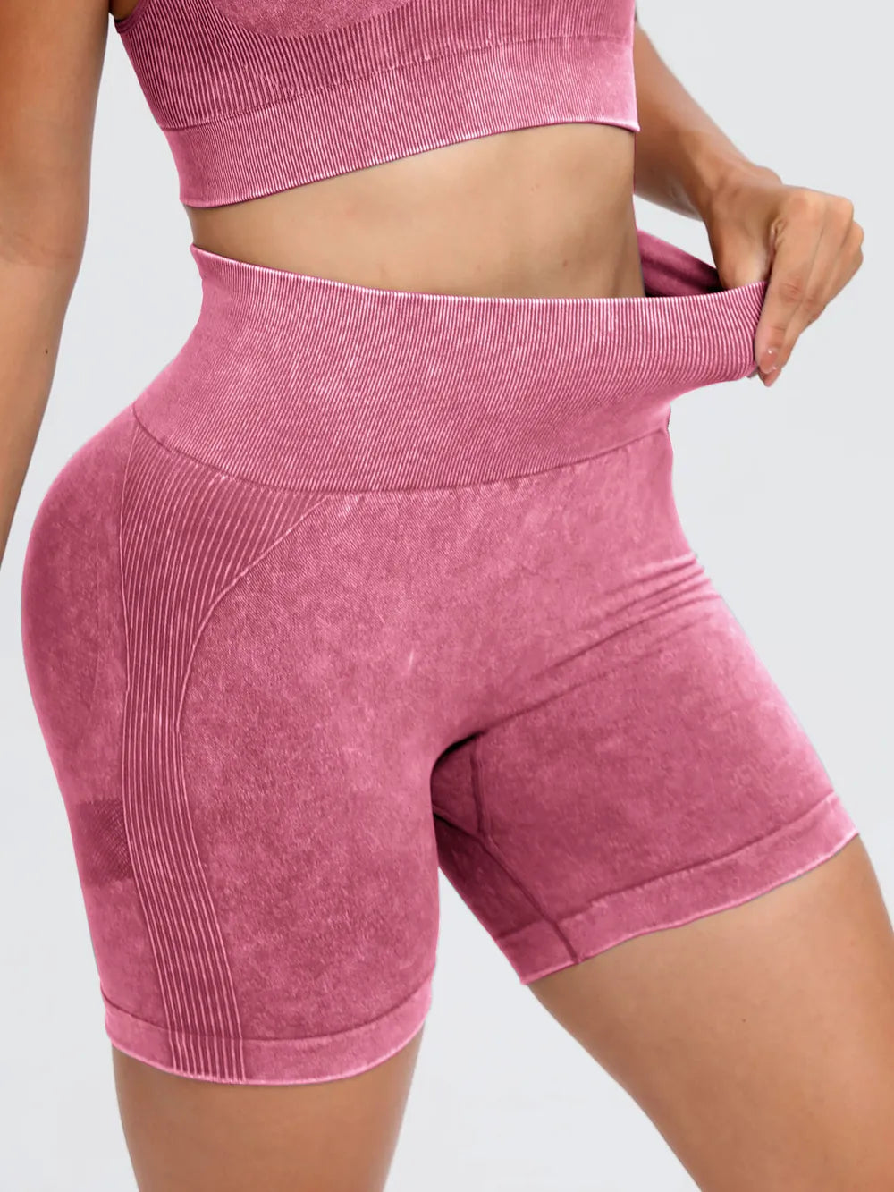 Washed High Waist Active Shorts Dusty Pink Fitggins