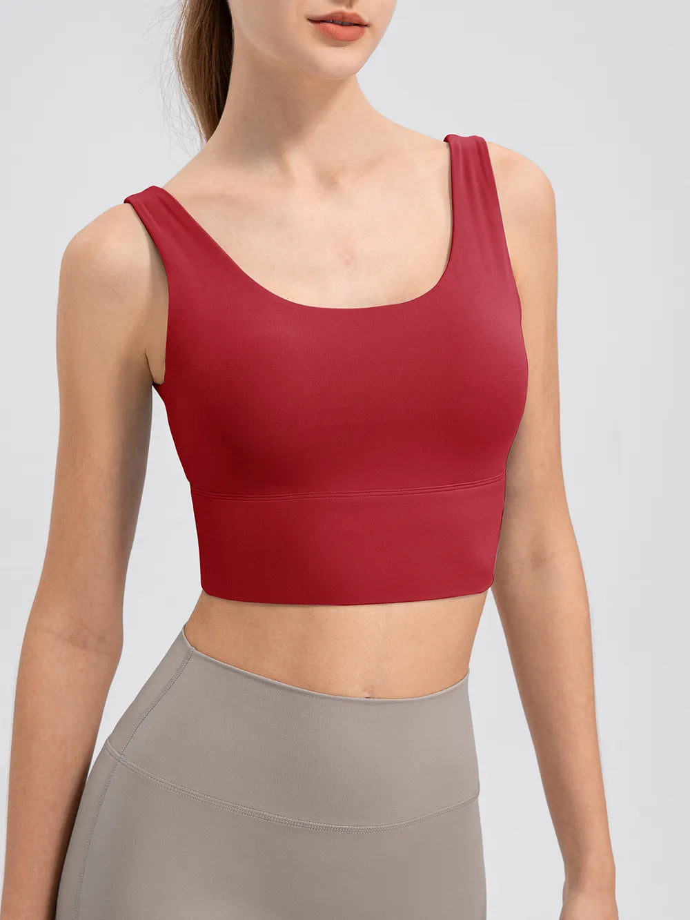 Scoop Neck Wide Strap Active Tank Scarlet Fitggins