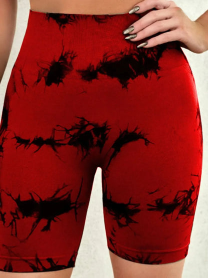 Tie-Dye High Waist Active Shorts Fitggins