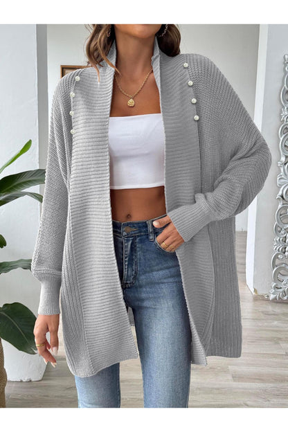 Open Front Long Sleeve Cardigan - Cardigans - FITGGINS