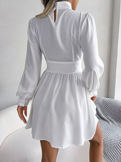 Cutout Turtleneck A-Line Mini Dress Fitggins