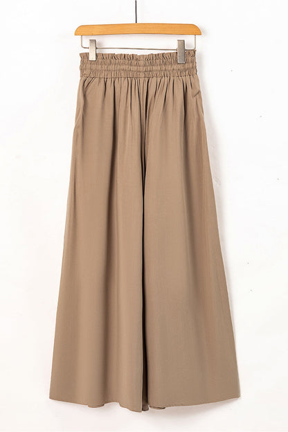 Drawstring Waist Wide Leg Pants - Pants - FITGGINS