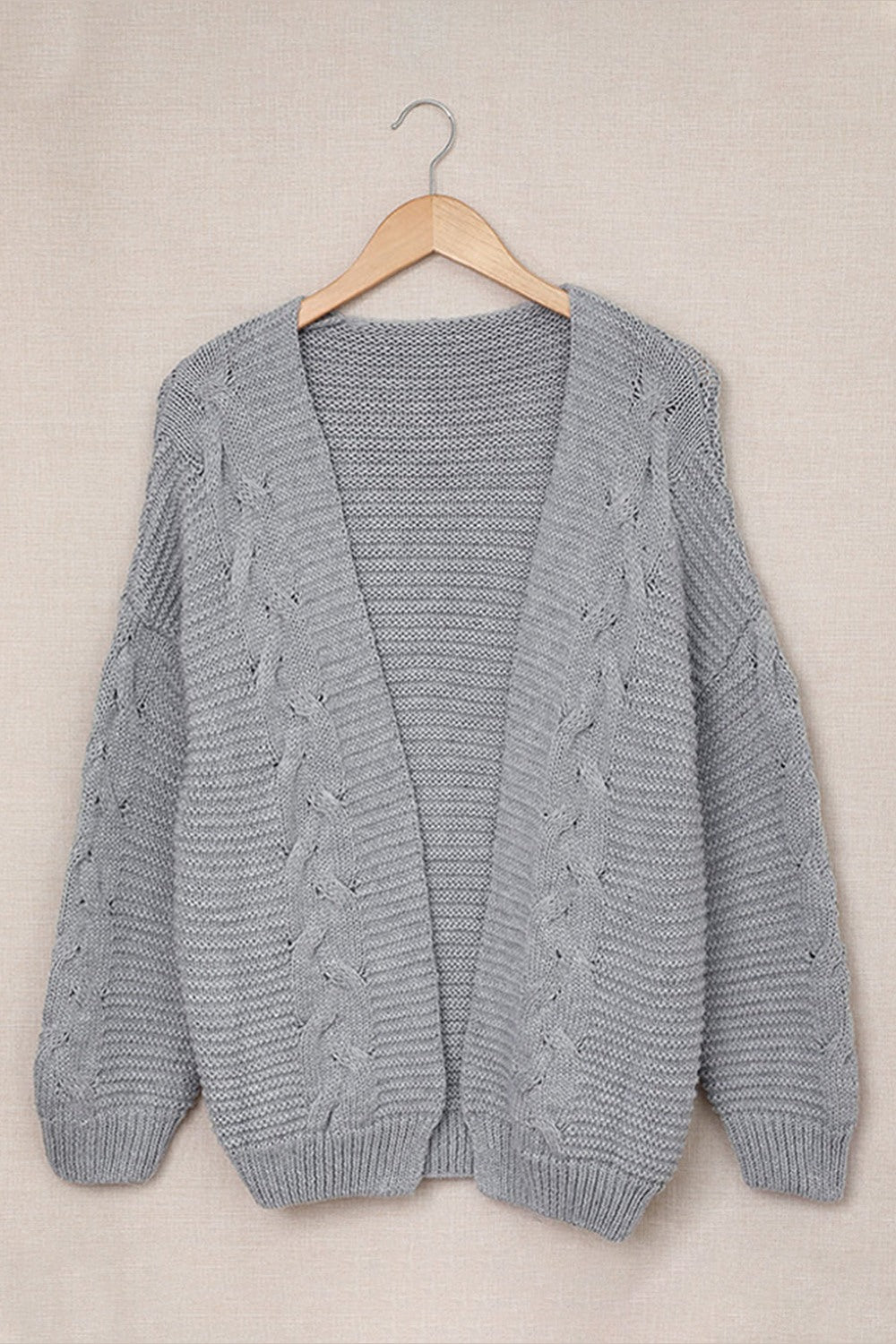 Cable-Knit Open Front Cardigan - Cardigans - FITGGINS