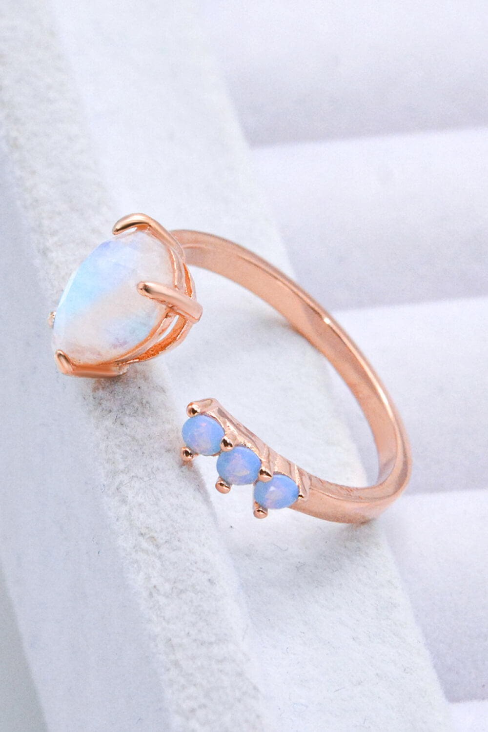 18K Rose Gold-Plated Moonstone Open Ring - Rings - FITGGINS