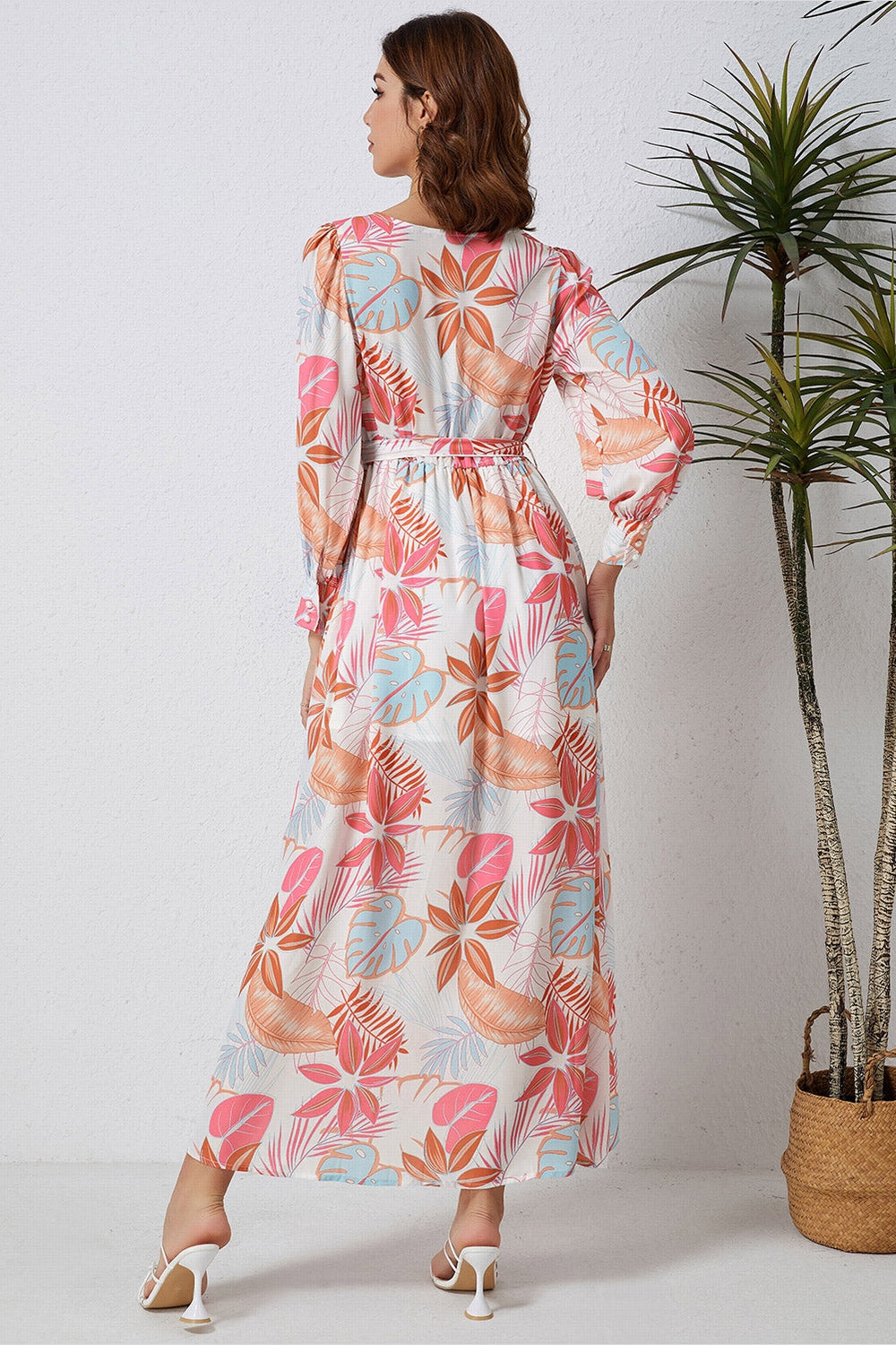 Printed Tie Waist Maxi Dress - Casual & Maxi Dresses - FITGGINS