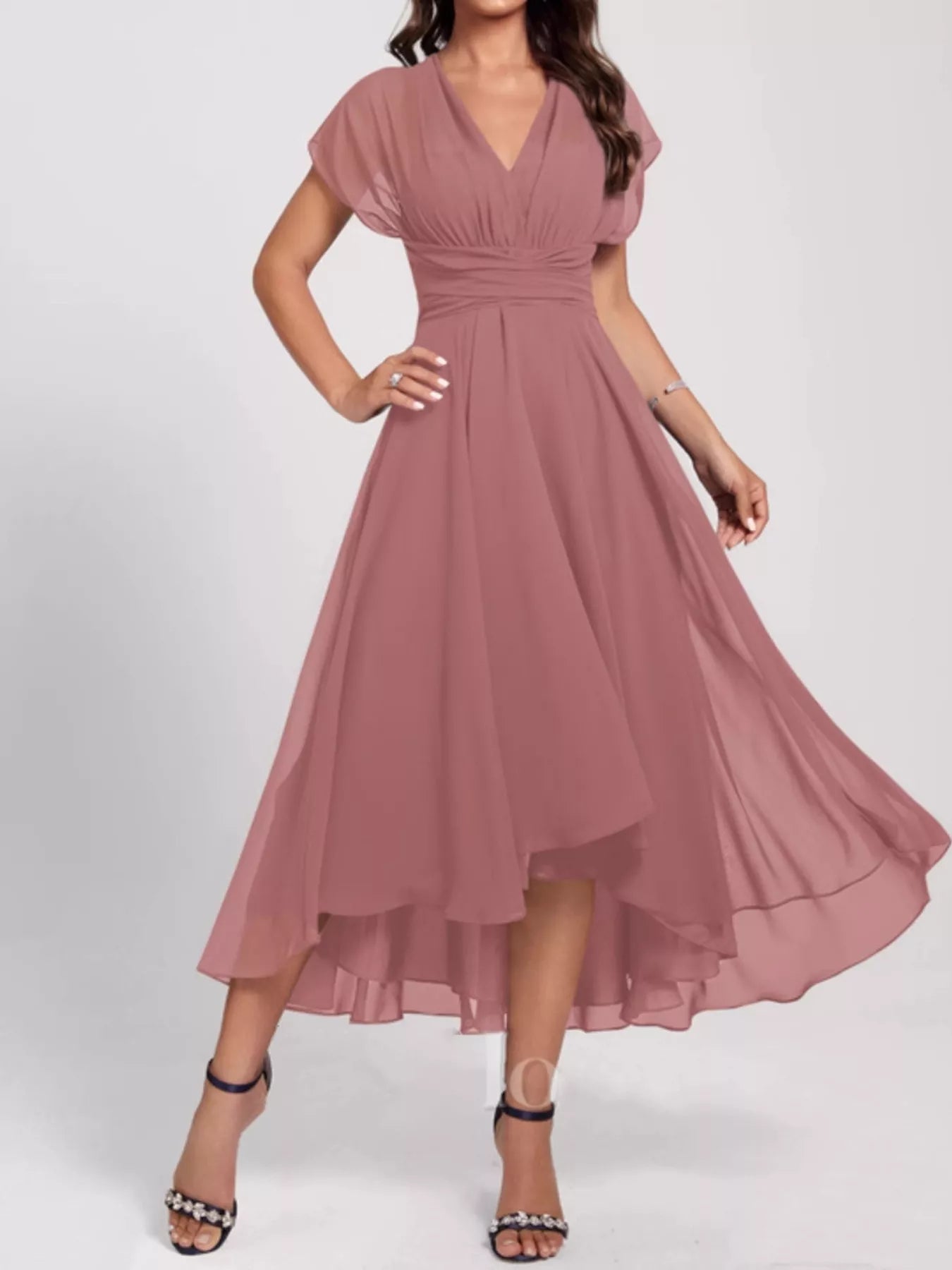 Ruched A-Line Midi Dress Skin Powder Fitggins