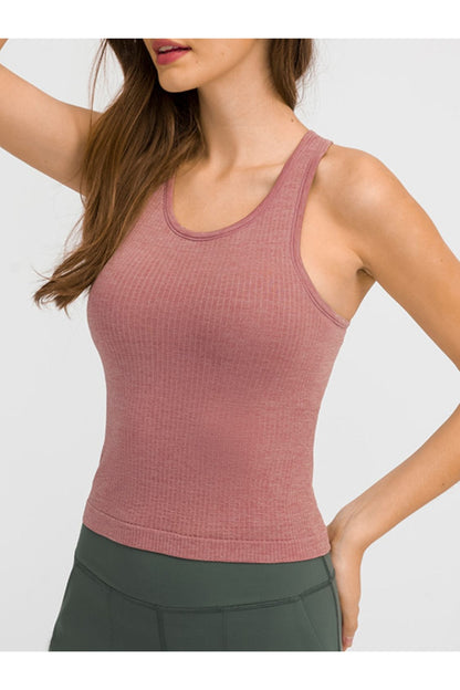 Millennia Round Neck Racerback Active Tank - Crop Tops & Tank Tops - FITGGINS