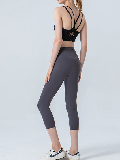 Wide Waistband Cropped Sports Leggings Fitggins