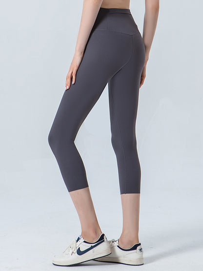Wide Waistband Cropped Sports Leggings Fitggins