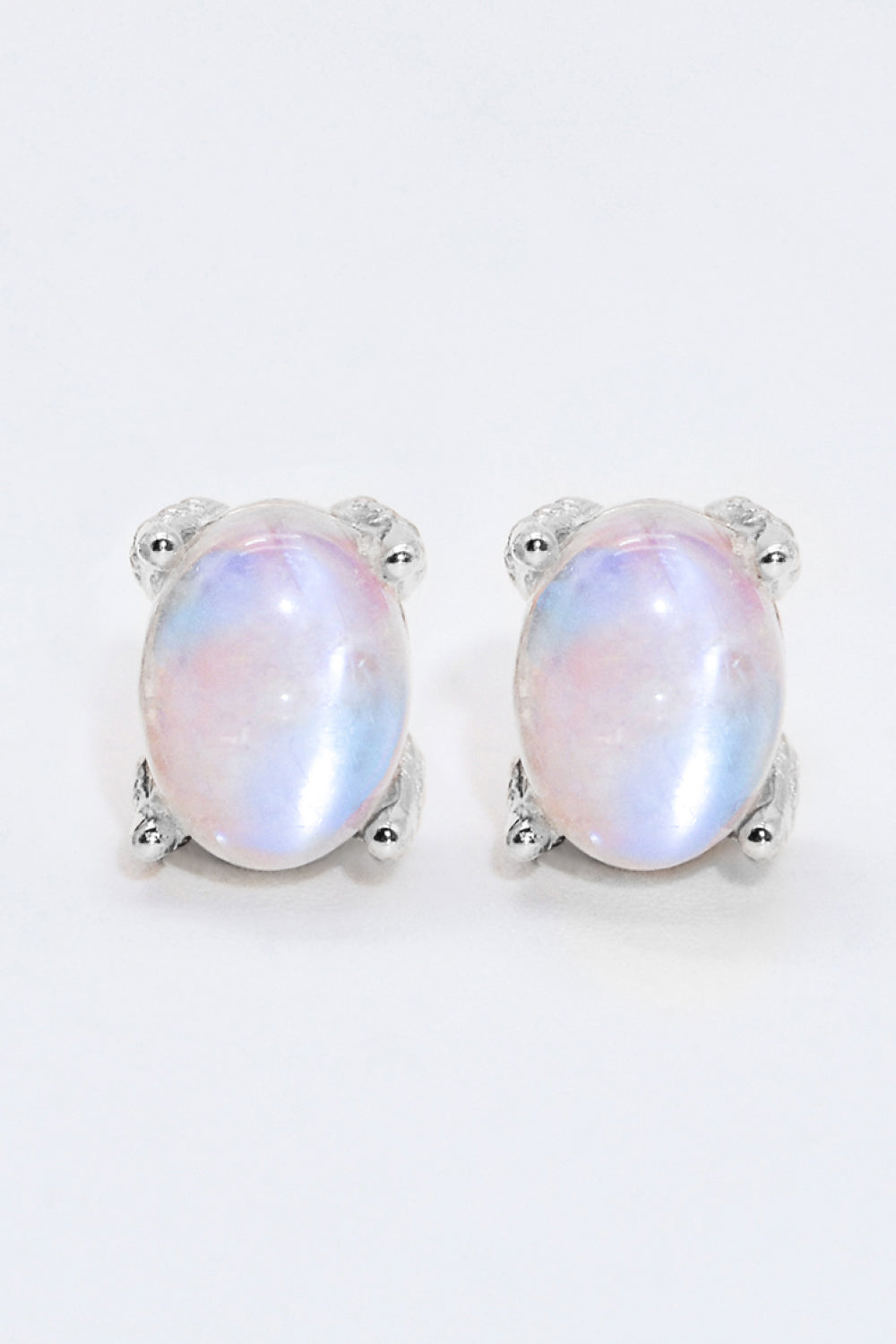 Natural Moonstone 4-Prong Stud Earrings - Earrings - FITGGINS