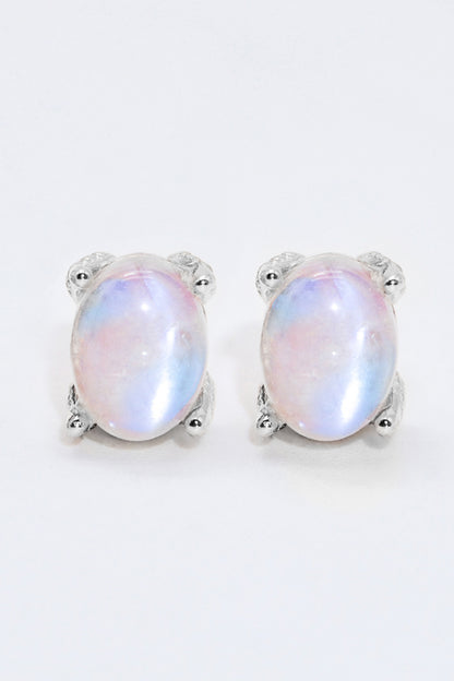 Natural Moonstone 4-Prong Stud Earrings - Earrings - FITGGINS