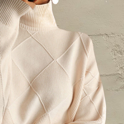 Geometric Turtleneck Long Sleeve Sweater Fitggins